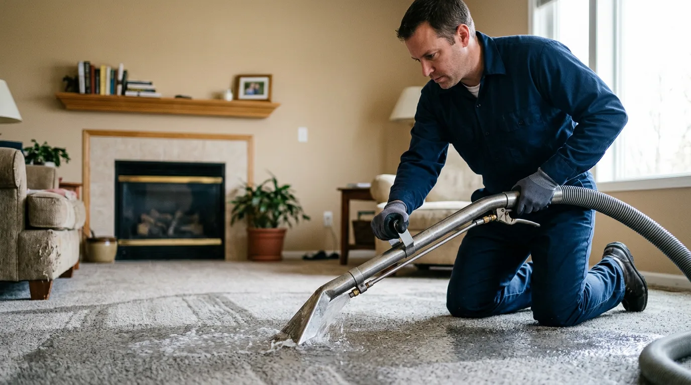 Water damage restoration technician working near Sandia, TX
